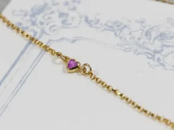 Gold Filled Cubic Zirconia Heart Bezel Connector Light Amethyst, 3mm