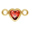 Gold Filled Cubic Zirconia Heart Bezel Connector Garnet, 3mm