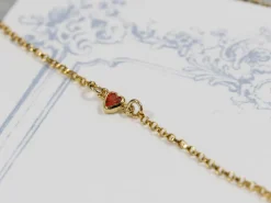Gold Filled Cubic Zirconia Heart Bezel Connector Garnet, 3mm