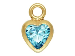 Gold Filled Cubic Zirconia Heart Bezel Drop Connector Swiss Blue, 3mm