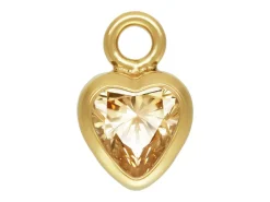Gold Filled Cubic Zirconia Heart Bezel Drop Connector Champagne, 3mm