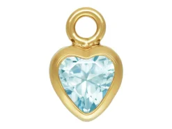 Gold Filled Cubic Zirconia Heart Bezel Drop Connector Aquamarine, 3mm