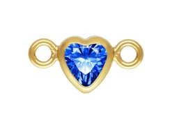 Gold Filled Cubic Zirconia Heart Bezel Connector Sapphire, 3mm