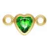Gold Filled Cubic Zirconia Heart Bezel Connector Green, 3mm