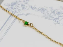 Gold Filled Cubic Zirconia Heart Bezel Connector Green, 3mm