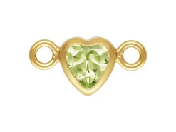 Gold Filled Cubic Zirconia Heart Bezel Connector Lime, 3mm