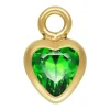 Gold Filled Cubic Zirconia Heart Bezel Drop Connector Green, 3mm