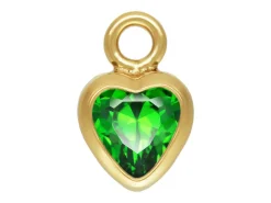 Gold Filled Cubic Zirconia Heart Bezel Drop Connector Green, 3mm
