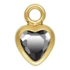 Gold Filled Cubic Zirconia Heart Bezel Drop Connector Black, 3mm