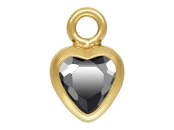Gold Filled Cubic Zirconia Heart Bezel Drop Connector Black, 3mm