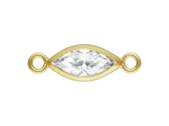 Gold Filled Cubic Zirconia Marquise Bezel Connector White, 3mm X 6.0mm