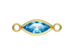 Gold Filled Cubic Zirconia Marquise Bezel Connector Swiss Blue, 3mm X 6.0mm