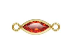 Gold Filled Cubic Zirconia Marquise Bezel Connector Ruby, 3mm X 6.0mm