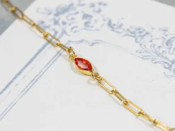 Gold Filled Cubic Zirconia Marquise Bezel Connector Ruby, 3mm X 6.0mm