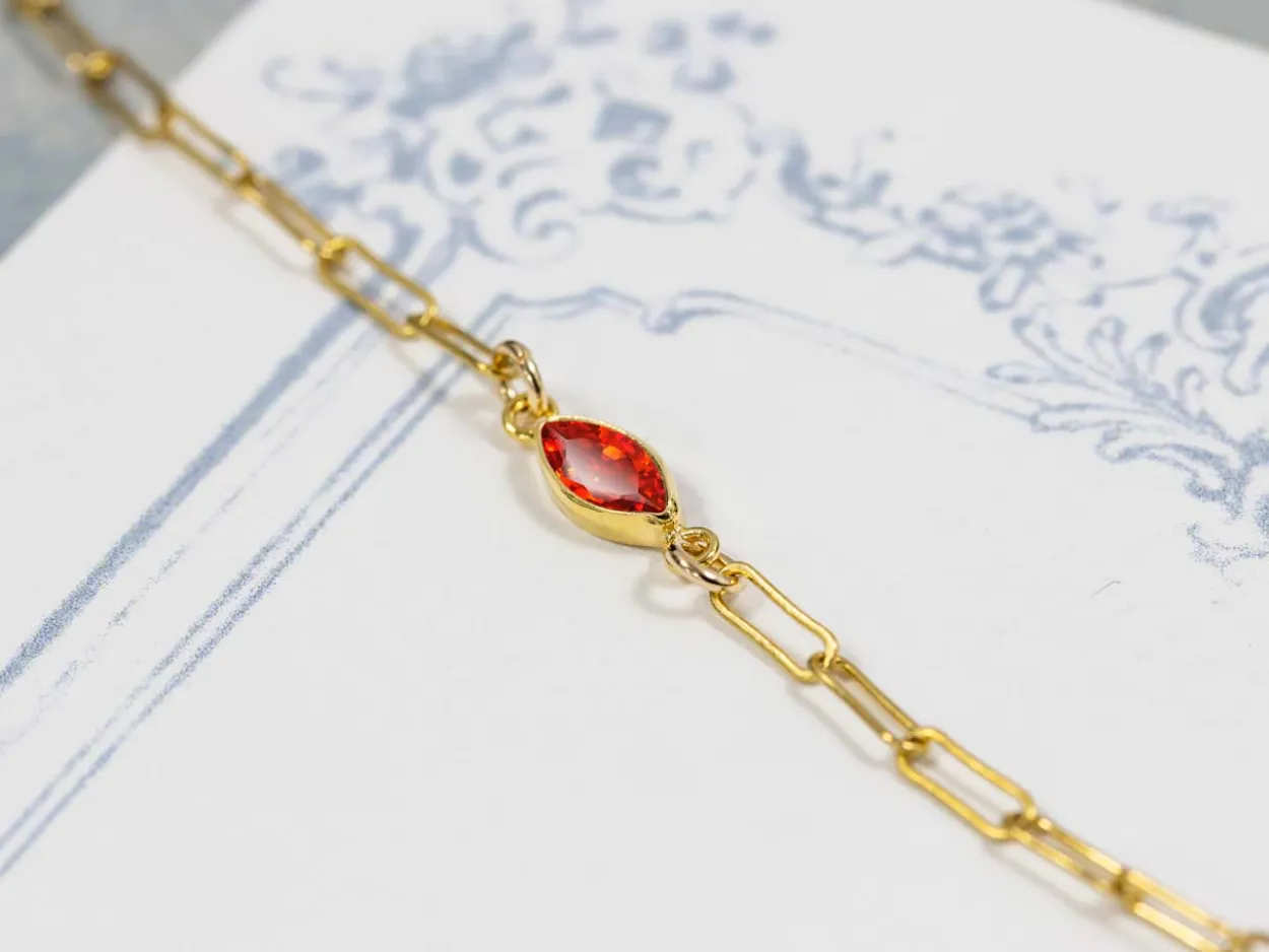 Gold Filled Cubic Zirconia Marquise Bezel Connector Ruby, 3mm X 6.0mm