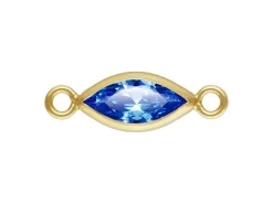 Gold Filled Cubic Zirconia Marquise Bezel Connector Sapphire, 3mm X 6.0mm