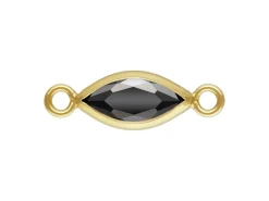 Gold Filled Cubic Zirconia Marquise Bezel Connector Black, 3mm X 6.0mm