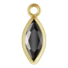 Gold Filled Cubic Zirconia Marquise Bezel Drop Connector Black, 3mm X 6.0mm