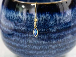 Gold Filled Cubic Zirconia Marquise Bezel Drop Connector Sapphire, 3mm X 6.0mm