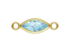 Gold Filled Cubic Zirconia Marquise Bezel Connector Aquamarine, 3mm X 6.0mm