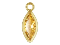 Gold Filled Cubic Zirconia Marquise Bezel Drop Connector Champagne, 3mm X 6.0mm