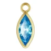 Gold Filled Cubic Zirconia Marquise Bezel Drop Connector Swiss Blue, 3mm X 6.0mm
