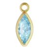 Gold Filled Cubic Zirconia Marquise Bezel Drop Connector Aquamarine, 3mm X 6.0mm