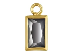 Gold Filled Cubic Zirconia Rectangle Bezel Drop Connector Black, 3mm X 5mm