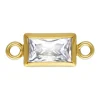 Gold Filled Cubic Zirconia Rectangle Bezel Connector White, 3mm X 5mm