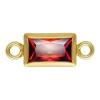 Gold Filled Cubic Zirconia Rectangle Bezel Connector Garnet, 3mm X 5.0mm