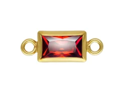 Gold Filled Cubic Zirconia Rectangle Bezel Connector Garnet, 3mm X 5.0mm