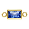 Gold Filled Cubic Zirconia Rectangle Bezel Connector Sapphire, 3mm X 5mm