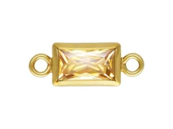 Gold Filled Cubic Zirconia Rectangle Bezel Connector Champagne, 3mm X 5mm