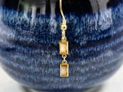 Gold Filled Cubic Zirconia Rectangle Bezel Connector Champagne, 3mm X 5mm
