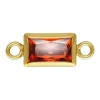 Gold Filled Cubic Zirconia Rectangle Bezel Connector Ruby, 3mm X 5mm