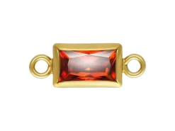 Gold Filled Cubic Zirconia Rectangle Bezel Connector Ruby, 3mm X 5mm
