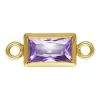 Gold Filled Cubic Zirconia Rectangle Bezel Connector Light Amethyst, 3mm X 5mm