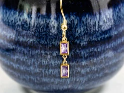Gold Filled Cubic Zirconia Rectangle Bezel Connector Light Amethyst, 3mm X 5mm