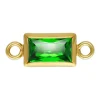 Gold Filled Cubic Zirconia Rectangle Bezel Connector Green, 3mm X 5mm