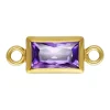 Gold Filled Cubic Zirconia Rectangle Bezel Connector Amethyst, 3mm X 5mm