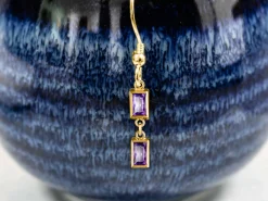 Gold Filled Cubic Zirconia Rectangle Bezel Connector Amethyst, 3mm X 5mm