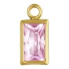 Gold Filled Cubic Zirconia Rectangle Bezel Drop Connector Pink, 3mm X 5mm
