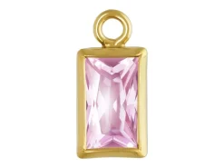 Gold Filled Cubic Zirconia Rectangle Bezel Drop Connector Pink, 3mm X 5mm