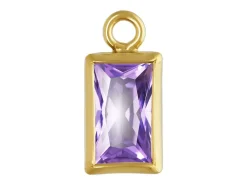 Gold Filled Cubic Zirconia Rectangle Bezel Drop Connector Light Amethyst, 3mm X 5mm