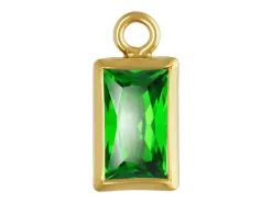 Gold Filled Cubic Zirconia Rectangle Bezel Drop Connector Green, 3mm X 5mm
