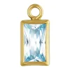 Gold Filled Cubic Zirconia Rectangle Bezel Drop Connector Aquamarine, 3mm X 5mm