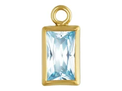 Gold Filled Cubic Zirconia Rectangle Bezel Drop Connector Aquamarine, 3mm X 5mm