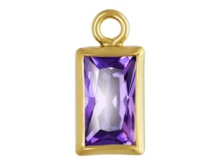 Gold Filled Cubic Zirconia Rectangle Bezel Drop Connector Amethyst, 3mm X 5mm