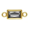 Gold Filled Cubic Zirconia Rectangle Bezel Connector Black, 3mm X 5mm