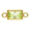 Gold Filled Cubic Zirconia Rectangle Bezel Connector Lime, 3mm X 5mm